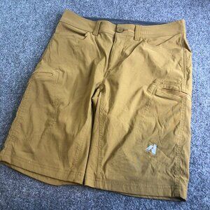 Eddie Bauer First Ascent Shorts Mens 33 Tan Hiking Stretch Cargo 11" Inseam